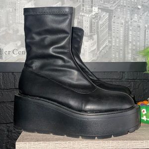 Black platform sock boot